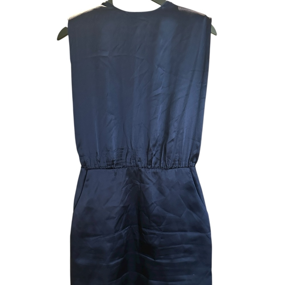 Amanda Uprichard New York 100% Silk Navy Blue Dress Women’s S/M Asymmetrical Hem - Picture 4 of 13